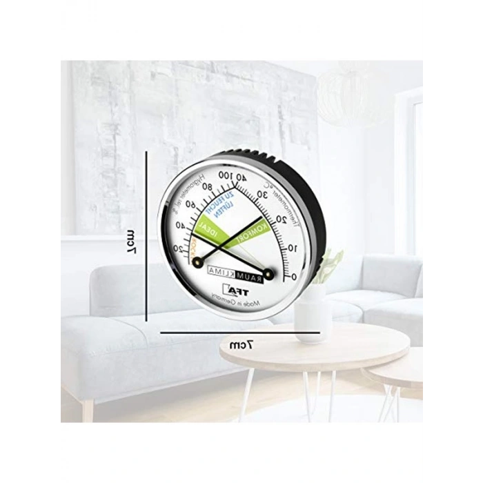 Siyah 45.2024 Analog Termometre ve Higrometre ile Sıcaklık Kontrolü