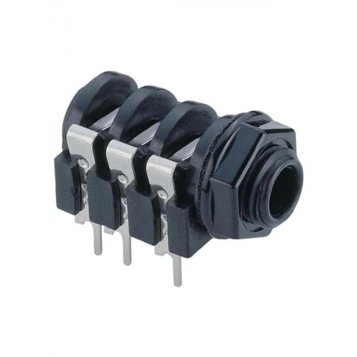 Siyah 6.3 mm stereo gitar jack şase, dayanıklı yapıda