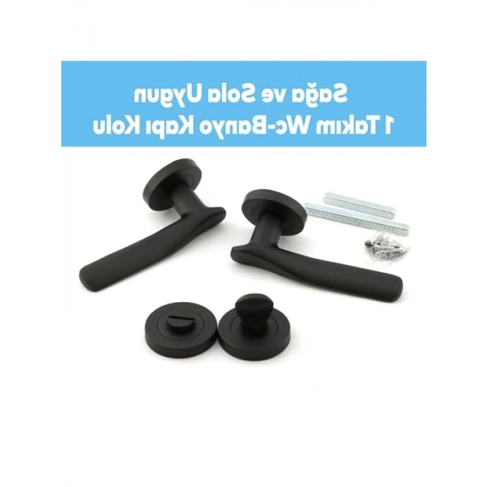 Siyah Alüminyum Wc Banyo Kapı Kolu, Daire Rozetli Sürgülü Kapı Kulpu