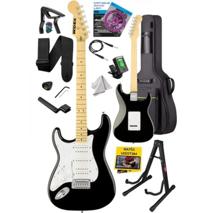 Siyah Beyaz Elektro Gitar Seti, Üst Kalite HSH Manyetik