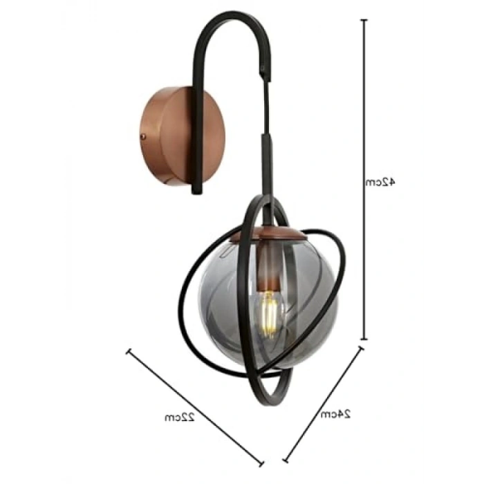 Siyah Boyalı Metal Aplik, E14, 22x24 cm