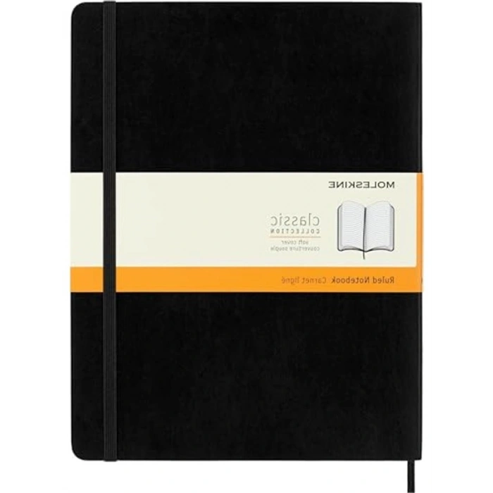 Siyah Çizgili Defter XL Boy, Yumuşak Kapak