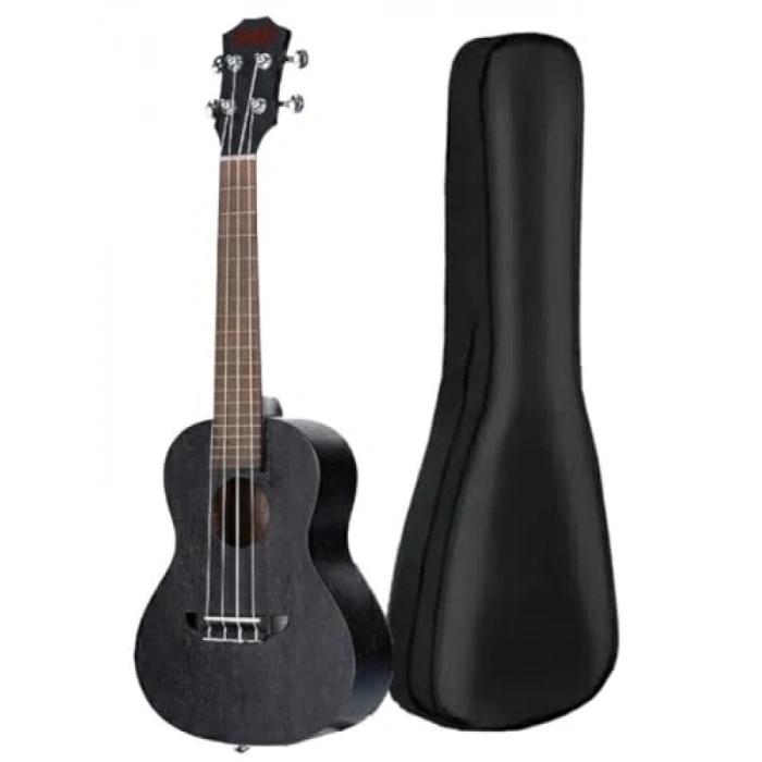 Siyah Concert Ukulele - Tuner, Askı ve Çanta ile