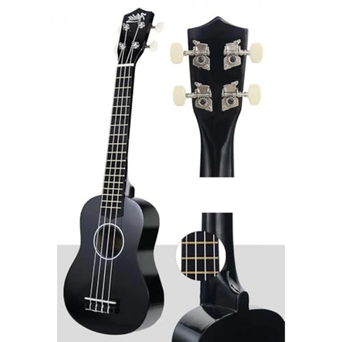 Siyah Concert Ukulele, Tuner ve Çanta ile Birlikte