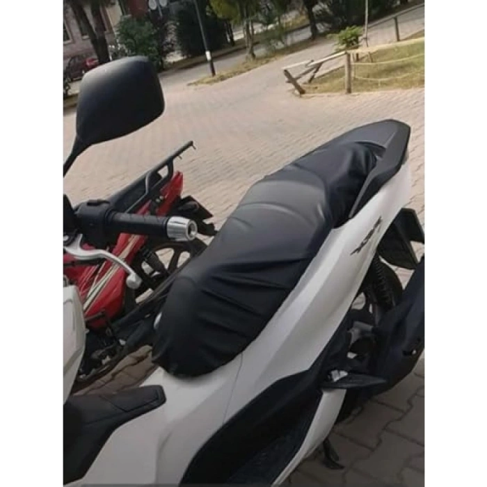 Siyah Deri Motosiklet Sele Kılıfı Örtüsü