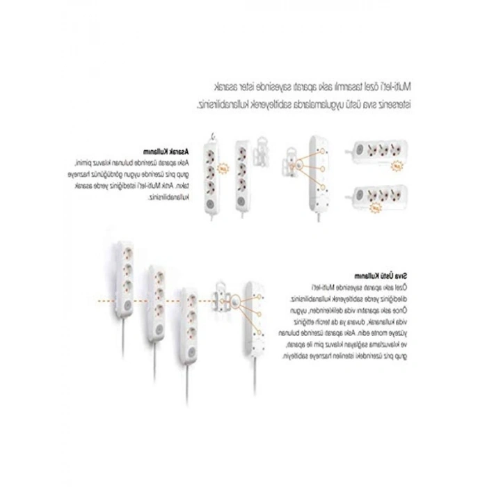 Siyah Dörtlü Priz, Topraklı ve Çocuk Korumalı 3 Mt Uzunlukta