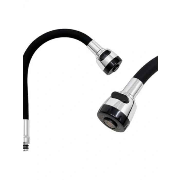 Siyah Esnek Mutfak Musluk Başlığı, 360° Döner ve Su Tasarruflu