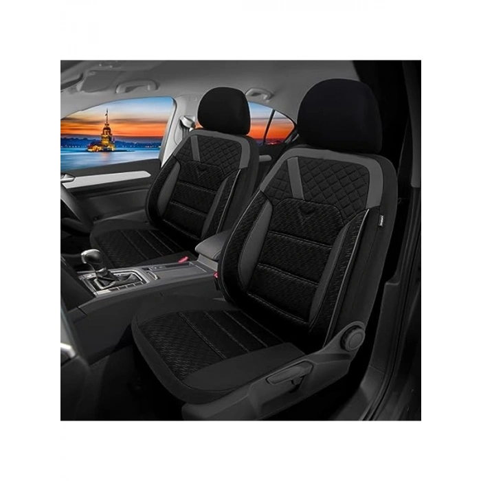 Siyah Gofraj Koltuk Kılıfı, Opel Corsa D Uyumlu