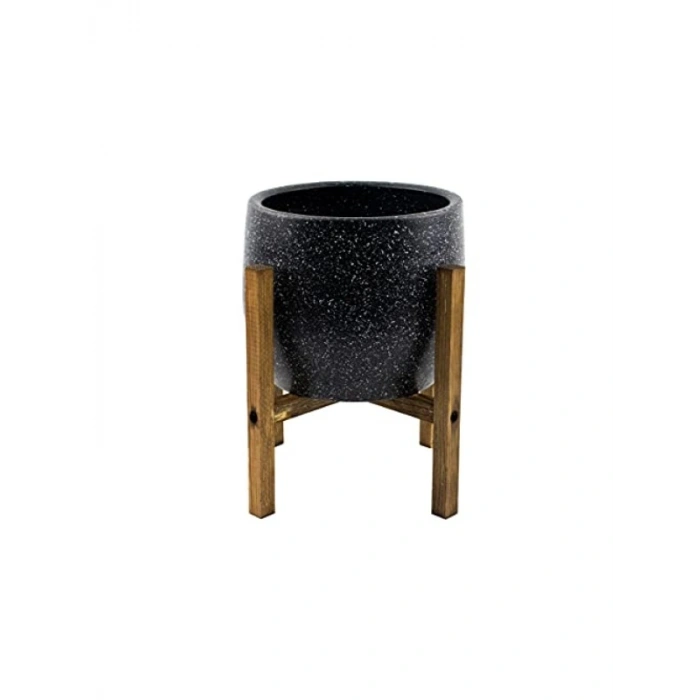 Siyah Granit Toprak Saksı - 4 Ayaklı - 19 CM