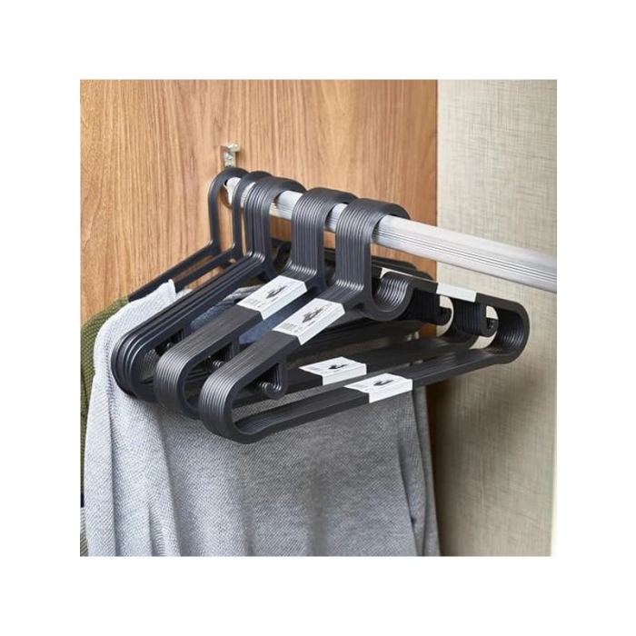 Siyah İnce Profil Elbise Askısı, 10lu Set