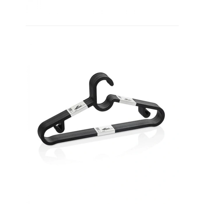 Siyah İnce Profil Elbise Askısı, 10lu Set