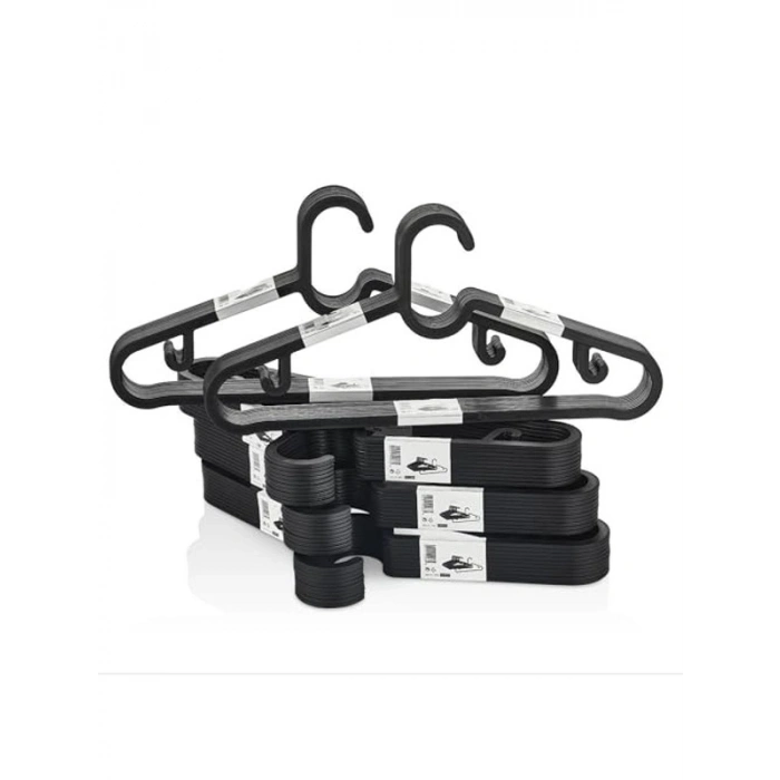 Siyah İnce Profil Elbise Askısı, 10lu Set