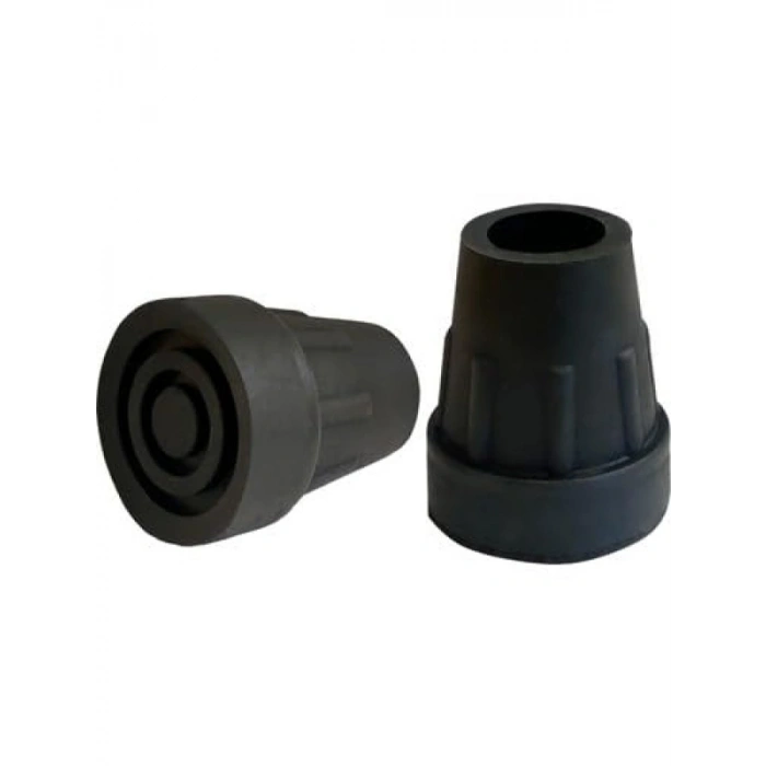 Siyah Kauçuk Baston Ucu, 4 Adet - Kaymaz ve Kalın Taban