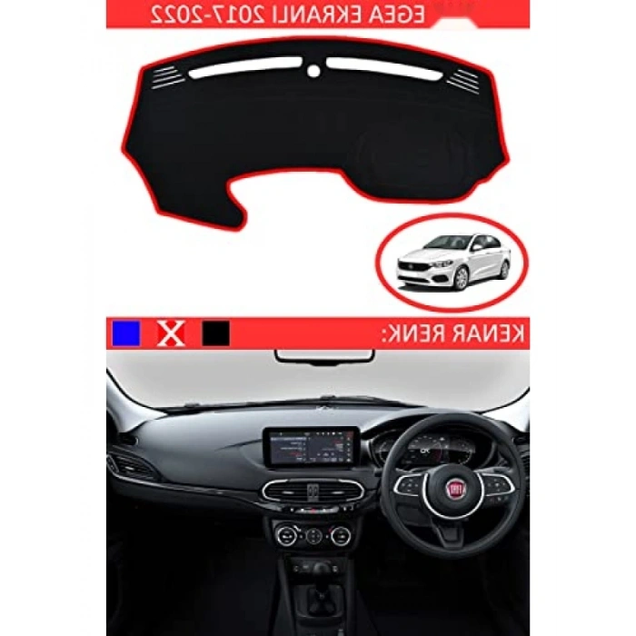 Siyah Kenar Kırmızı Renkli Torpido Koruma Halısı