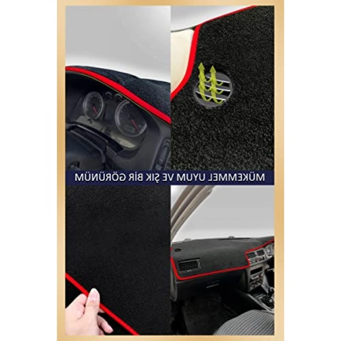 Siyah Kenar Renkli Torpido Koruma Halısı - Volkswagen Caddy 2004+