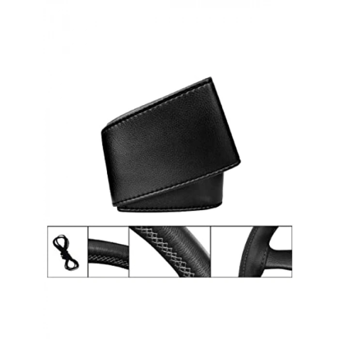 Siyah-Kırmızı İğneli Deri Direksiyon Kılıfı (10 Cm)