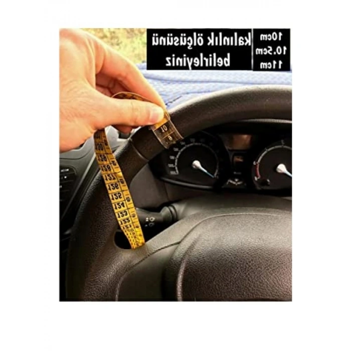 Siyah-Kırmızı İğneli Deri Direksiyon Kılıfı (10 Cm)