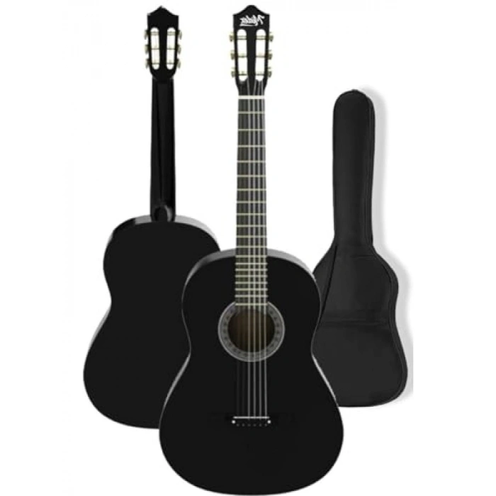 Siyah Klasik Gitar 4/4 Yetişkin Boy, Sap Ayarlı Set