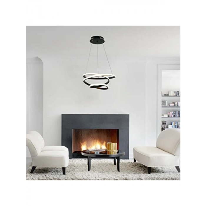 Siyah LED Avize - 3000K Aydınlatma