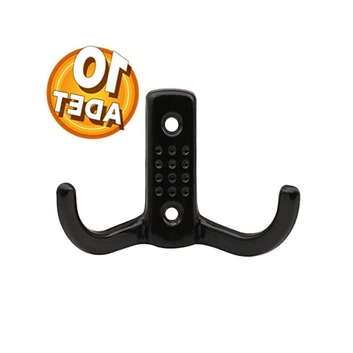 Siyah Metal Duvar Montajlı Elbise Askısı - 10 Adet