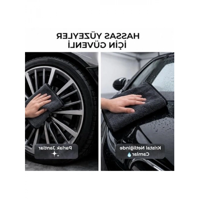 Siyah Mikrofiber Oto Temizleme Bezi - 50x70 cm, 550 GSM