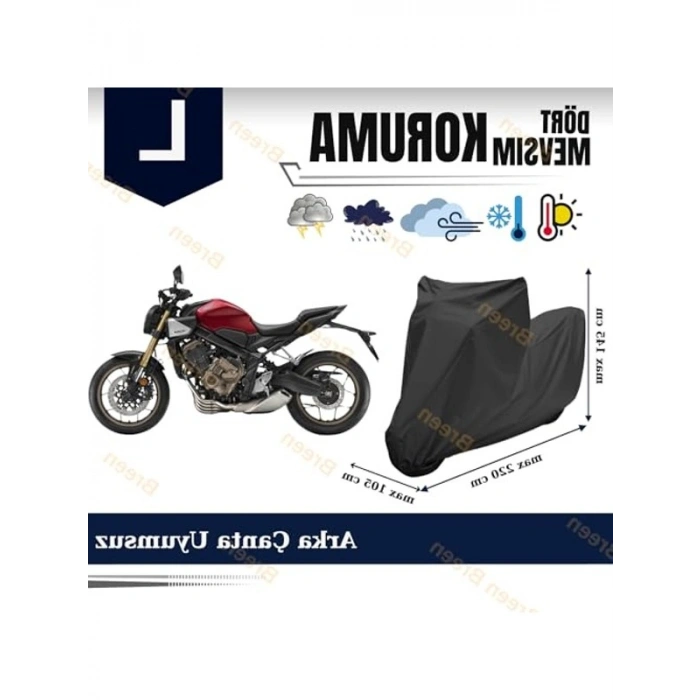 Siyah Motor Brandası, 2.10m-2.20m Arası Motorlar İçin Örtü