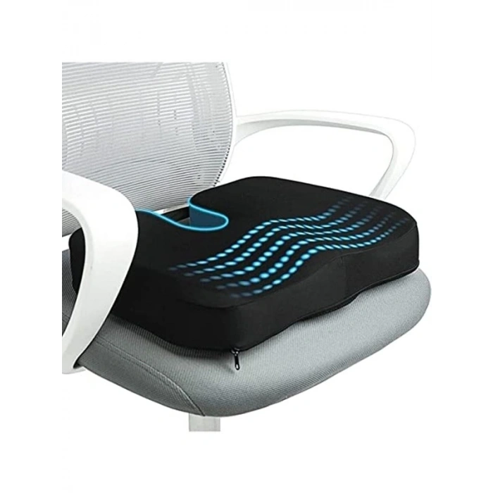 Siyah Ortopedik Oturma Simidi Yastığı, Hemoroid ve Basur Rahatlığı İçin