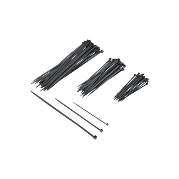 Siyah Plastik Kablo Bağı Seti, 100 mm - 250 mm Uzunlukta 60 Adet