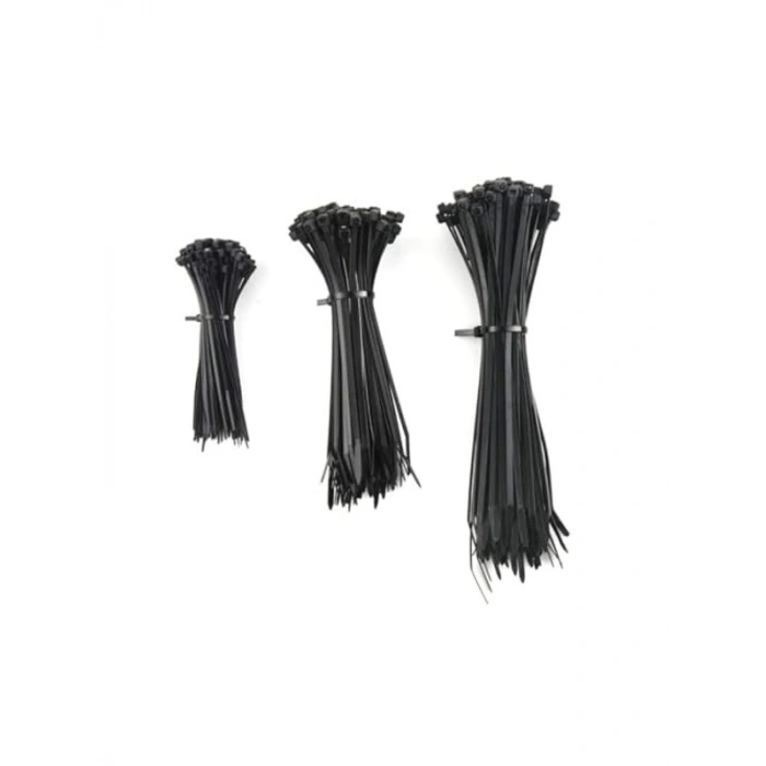 Siyah Plastik Kablo Bağı Seti, 100 mm - 250 mm Uzunlukta 60 Adet