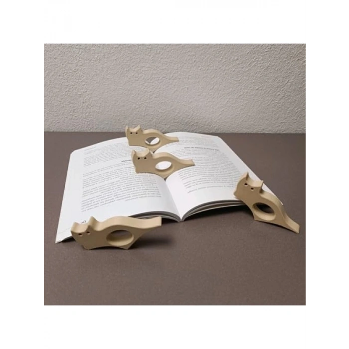 Siyah Plastik Kedi Şekilli Kitap Tutucu Seti, 4lü Okuma Aksesuarı