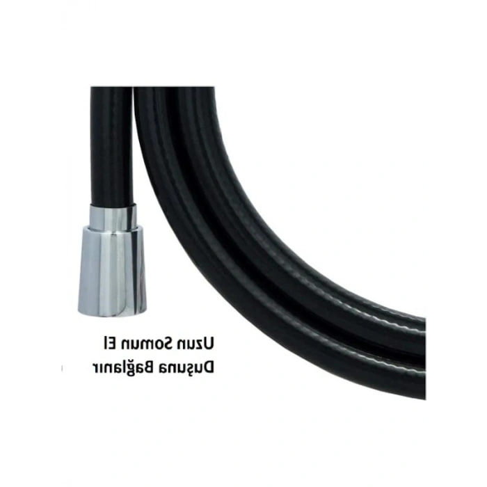 Siyah PVC Duş Hortumu, Esnek ve Dayanıklı Yapı, Kolay Kullanım