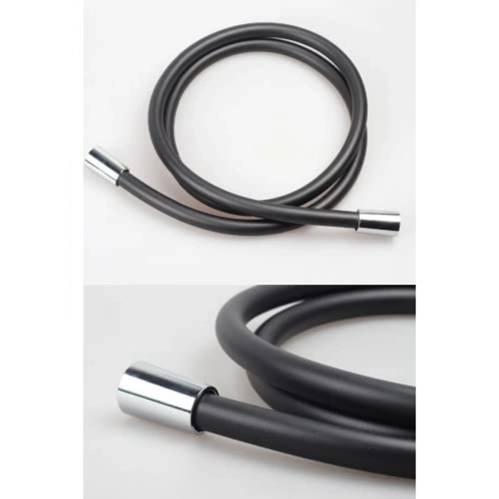 Siyah PVC Duş Hortumu, Esnek ve Dayanıklı Yapı, Kolay Kullanım