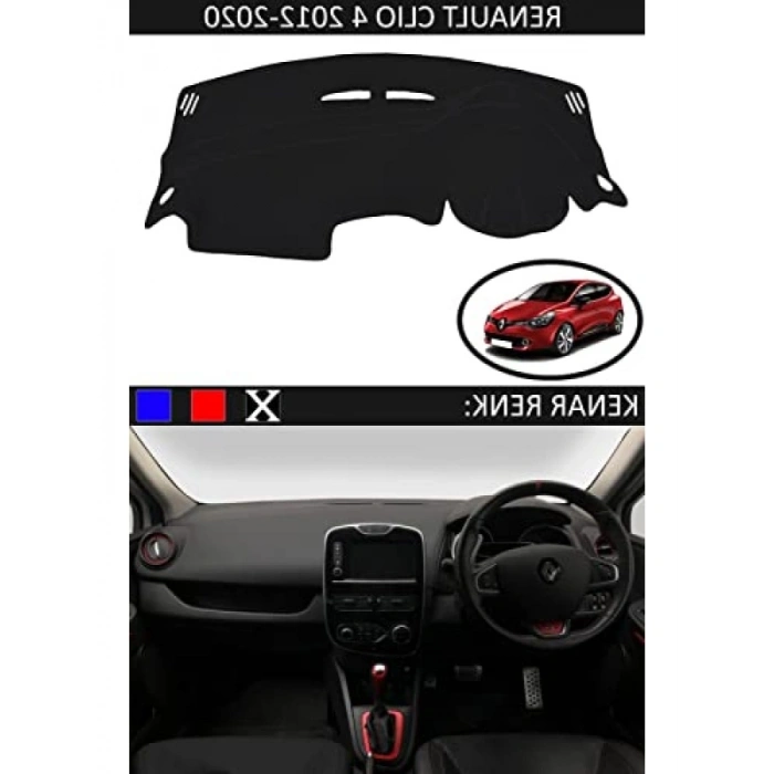 Siyah Renk Torpido Koruma Halısı, Renault Clio 4 (2012-2020) Uyumlu