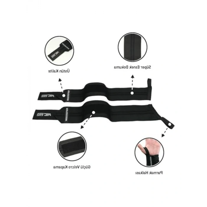 Siyah Renkli 2li Paket Wrist Wraps, Destekleyici Eldivenler