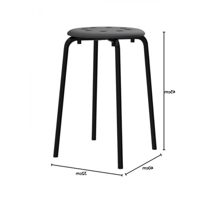 Siyah Renkli 45 cm Yükseklikte Ofis Taburesi