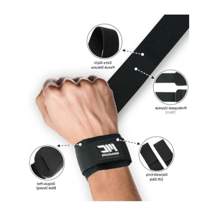 Siyah Renkli Padded Lifting Straps, Dayanıklılık ve Güç İçin