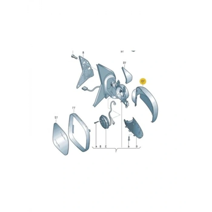 Siyah Sağ Dikiz Ayna Kapağı - 7H1857528A - 2004-2010 Uyumlu