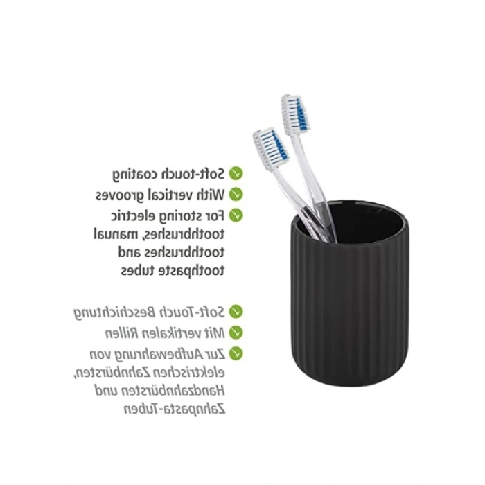 Siyah Seramik Diş Fırçası Tutucu