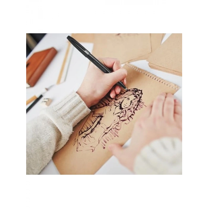 Siyah Su Bazlı İmza Kalemi, Akrilik Fiber Uç