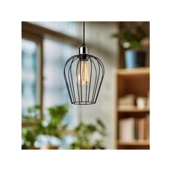 Siyah Tekli Tel Sarkıt Aydınlatma - Ayarlanabilir Yükseklik