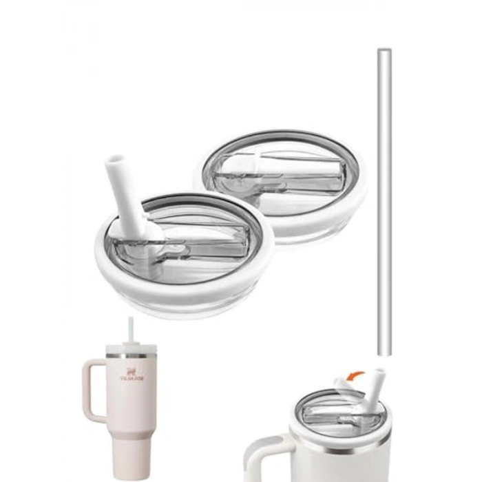 Sızdırmaz Beyaz Flip Pipetli Kapak, 40 Oz Kapasiteli Uyumlu