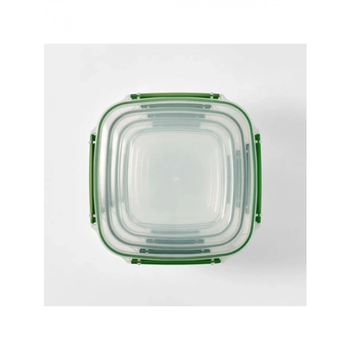 Sızdırmaz Kare Saklama Kabı Seti, 3 Parça Klipsli ve Contalı