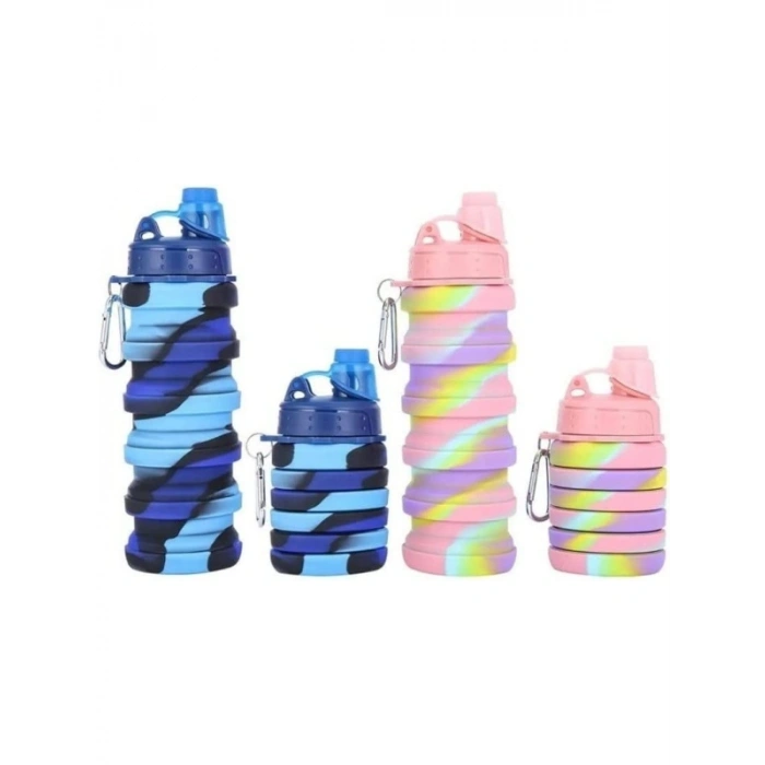 Sızdırmaz Katlanabilir Silikon Su Matarası - 500 ml Kapasiteli