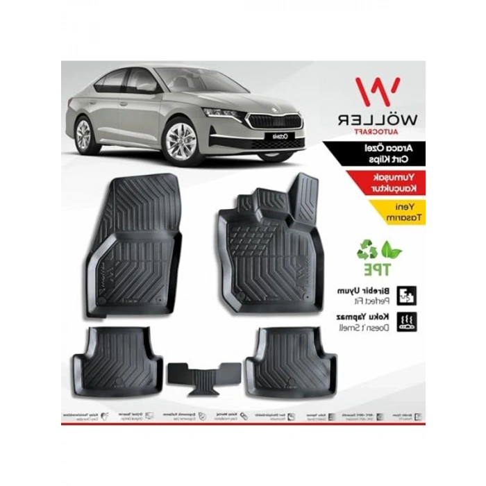 Skoda Octavia 2021-2026 Uyumlu 3D Havuzlu Paspas