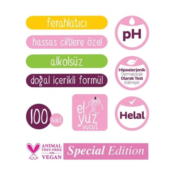 Sleepy Floral Kişisel Bakım Havlusu 100 Yaprak