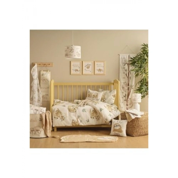 Sloth Hayvan Baskılı Oyuncak Sepeti | %70 Pamuk, Çok Renkli | 36x40 cm