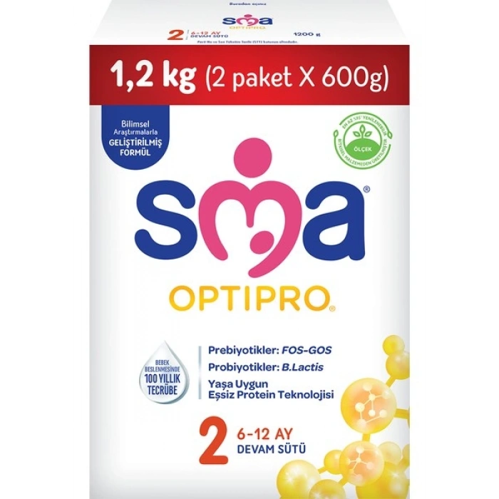 SMA Optipro 2 1200 gr Sütlü Devam Sütü 6-12 Ay Bebekler İçin Gelişmiş Formül