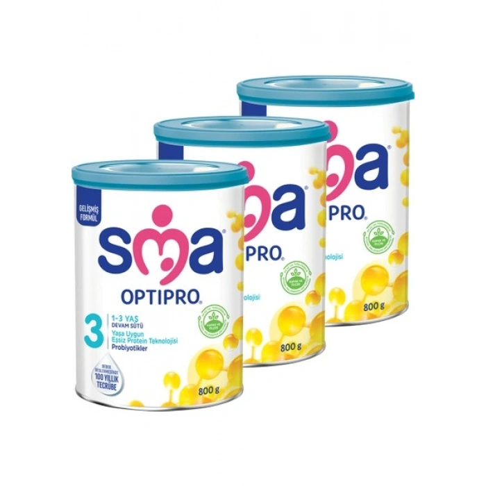 SMA Optipro Probiyotikli 3 1-3 Yaş Bebek Sütü 800 gr x 3 Adet