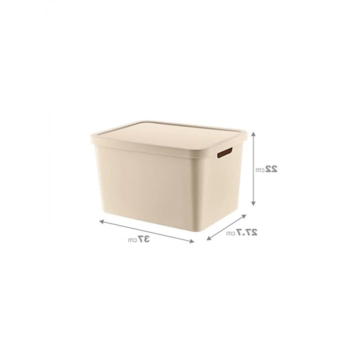 Smartware 4Lü Set Stafi Çok Amaçlı Kapaklı Kutu Latte 18 LT - LATTE, Çok Amaçlı Kapaklı Kutu, Ev-Ofis-Depo İçin, Kapaklı Saklama Kutusu
