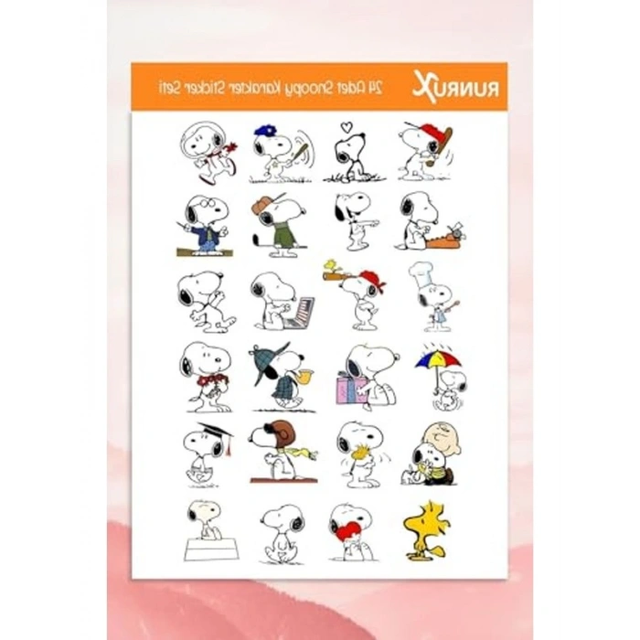 Snoopy Karakter Temalı Etiket Seti - Ajanda, Defter, Laptop, Telefon, Scrapbook Sticker